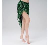 Genérico Bufanda Cadera para Danza Vientre, Falda de Danza del Vientre, Traje for niña, triángulo, Lentejuelas, Baile, Borla Larga, Bufanda Cadera, Trajes Festival, Mujeres, cinturón(Green)