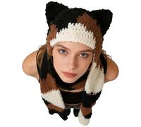 Generico Bufanda con capucha unisex, gorro de punto cálido con orejas de gato, bufanda de invierno de dibujos animados, para mujeres que practican esquí, snowboard, senderismo, correr y uso diario