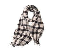 Genérico Bufanda Mujer Bufanda Mujer Invierno Bufandas a Cuadros de Longitud Media con Flecos, Shawl Moderno y Cálido para Otoño e Invierno