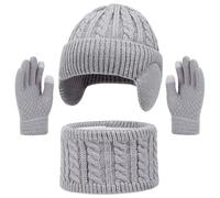Genérico Bufanda Mujer, Fulares Mujer De Invierno Gorro Y Calentador De Cuello De Punto Para NiñOs Guantes TéRmicos Con Pantalla TáCtil Para Clima FríO