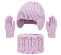Genérico Bufanda Mujer, Fulares Mujer De Invierno Gorro Y Calentador De Cuello De Punto Para NiñOs Guantes TéRmicos Con Pantalla TáCtil Para Clima FríO