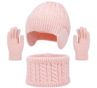 Genérico Bufanda Mujer, Fulares Mujer De Invierno Gorro Y Calentador De Cuello De Punto Para NiñOs Guantes TéRmicos Con Pantalla TáCtil Para Clima FríO