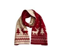 Genérico Bufanda Navideña Elegante de Punto Diseño de Nieve Estilo Disponible en Colores Modernos y Versátiles Talla Unica Para Temporada Otoño Invierno (Red, One Size)