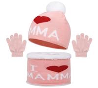 Genérico Bufanda Para Mujer, Bufandas Mujer De Invierno Gorro Y Calentador De Cuello De Punto Para NiñOs Guantes TéRmicos Con Pantalla TáCtil Para Clima FríO