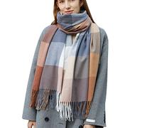 Genérico Bufandas Mujer - Winter Grid Kint Feel Fleece Shawls Wraps Ladies Light Bufanda Warm Bufandas Womens Long Shawl Wraps Bufandas Grandes Knit Tassel Lattice Splicing Bufanda (J One Size)