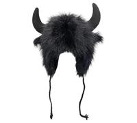 Genérico Buffalo Hat With Horns - Plush Winter Earmuffs | Warm Furry Animal Hat For Men And Women, Soft Velvet Bison Cosplay Headdress For Festivals Theme Parties Outdoor Adventures And Winter
