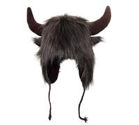 Genérico Buffalo Hat With Horns - Plush Winter Earmuffs | Warm Furry Animal Hat For Men And Women, Soft Velvet Bison Cosplay Headdress For Festivals Theme Parties Outdoor Adventures And Winter