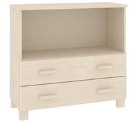 Genérico Buffet HAMAR Marrón Miel 85x35x80 cm Madera maciza pino | Armario para cajones, 2 cajones y 1 compartimento, parte superior para decoración, estable y resistente