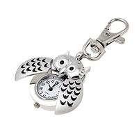 Genérico Búho Reloj de Reloj de Plata- Llave Mini Abierto Nuevo Anillo Doble Reloj de Mujer de Metal Oro Reloj Reloj Relojes (Silver, One Size)