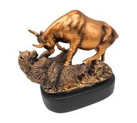 Generico Bull Bear Figurine, Wall Street Stock Market Bull Statue, Resin Tabletop Ornament, 9.45x10.24x4.72 Inches, Versatile Decoration for Men and Workplace Enhancement