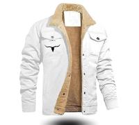 Genérico Bullhorn Mens Fleece Jacket, Bullhorn Western Cowboy Jacket Retro Western Jackets, Mens Retro Westerns Jackets (White,M)