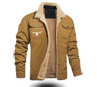 Genérico Bullhorn Mens Fleece Jacket, Bullhorn Western Cowboy Jacket Retro Western Jackets, Mens Retro Westerns Jackets (Brown,3XL)