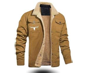 Genérico Bullhorn Mens Fleece Jacket, Bullhorn Western Cowboy Jacket Retro Western Jackets, Mens Retro Westerns Jackets (Brown,3XL)