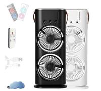 Genérico Bullseyeair Portable Double Fan, 3 in 1 Getbullseye Air Fan, Bullseyeair Rechargeable Misting Fans Portable Air Conditioner Official Store 600ml Tank 3 Spray LED Lights (2Mix)