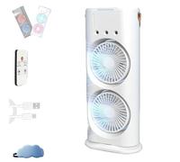 Genérico Bullseyeair Portable Double Fan, 3 in 1 Getbullseye Air Fan, Bullseyeair Rechargeable Misting Fans Portable Air Conditioner Official Store 600ml Tank 3 Spray LED Lights (White*1)