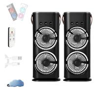 Genérico Bullseyeair Portable Double Fan, 3 in 1 Getbullseye Air Fan, Bullseyeair Rechargeable Misting Fans Portable Air Conditioner Official Store 600ml Tank 3 Spray LED Lights (2PCS 1)