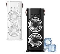 Genérico Bullseyeair Portable Double Fan, 3 in 1 GetBullseyeair Fan, with 3 Speed, Portable Conditioner, Charging Usage, 300ml Water Tank, for Home, Office, Bedroom (All*2)