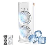 Genérico Bullseyeair Portable Double Fan, 3 in 1 GetBullseyeair Fan, with 3 Speed, Portable Conditioner, Charging Usage, 300ml Water Tank, for Home, Office, Bedroom (White)