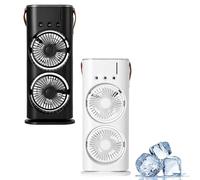 Genérico Bullseyeair Portable Double Fan, 3 in 1 GetBullseyeair Fan, with Remote Control, 600ml Water Tank, for Home, Office, Bedroom (Black*White)