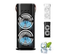 Genérico Bullseyeair Portable Double Fan, 3-In-1 Rechargeable Misting Fan, With 3 Speed, 600ml Water Tank, for Home, Office, Bedroom (black)