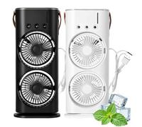 Genérico Bullseyeair Portable Double Fan, Bullseyeair Rechargeable Misting Fan, 3 in 1 GetBullseyeair Fans, 3 Speed, with 600ml Tank, 3 Spray Heads, for Home, Office, Bedroom (Mix,Plug-in type)