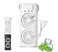 Genérico Bullseyeair Portable Double Fan, Bullseyeair Rechargeable Misting Fan, 3 in 1 GetBullseyeair Fans, 3 Speed, with 600ml Tank, 3 Spray Heads, for Home, Office, Bedroom (White 1,Plug-in type)
