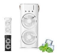 Genérico Bullseyeair Portable Double Fan, Bullseyeair Rechargeable Misting Fan, 3 in 1 GetBullseyeair Fans, 3 Speed, with 600ml Tank, 3 Spray Heads, for Home, Office, Bedroom (White 1,Charging type)