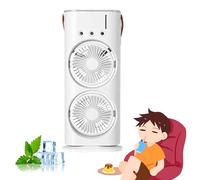 Genérico Bullseyeair Portable Double Fan, Bullseyeair Rechargeable Misting Fan,with Remote Control,Tank,180° Rotation,3 Spray Heads,3 Speed and Led Lights (White)