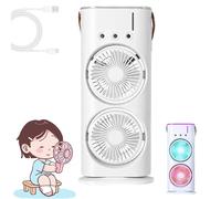 Genérico Bullseyeair Rechargeable Misting Fan, Bullseyeair Portable Double Fan, Misting Fans, with Led Light and Water Tank, 3 Wind Speeds, Rechargeable, for Home, Office, Bedroom (White)
