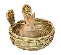 Generico Bunny Bed Mat, Grass Chewing Pad, Small Pet Nest, Natural Sleep Cushion for Rabbits Gerbils Chinchillas Ferrets Small Animals Cage Hutch Comfort Chew Toy Safe Nesting Accessory 22.5x16cm