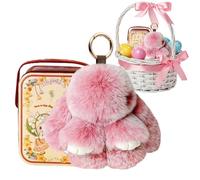 Genérico Bunny Charm - Cute Plush Rabbit, Soft Ornament Decor, Metal Case with, Backpack Purse Accessory For, Keyring, Valentines Handbags For Ladies Girls Children Daily Use