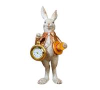 Genérico Bunny Figurine - Bunny with Clock Top Hat Statue, Cute Home Decor, Easter Decorations Small Figurines, Hand Painted Resin Structured, Whimsical Animal Sculpture, Ideal for Desk Display