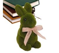 Genérico Bunny Figurines - Easter Rabbit Garden Statue | Cute Moss Green Foam Figurines Wearing Bow For Yard Lawn Outside Porch Door Front Table Corner Indoor Party Party Offices Room Decoration
