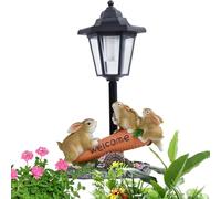 Genérico Bunny Garden Statue, Solar Animal Figurines with Light, 12.6x7.68x4.53 Inches Cute Resin Decorative Sculptures for Balcony Yard Patio Garden Women Birthday Housewarming Outdoor Ornament