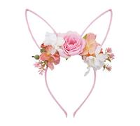 Genérico Bunny Headband, 25x18cm Easter Bunny Ears Headwear Bands with Flowers Fabric Material Non-Slip Rabbit Hair Accessory Cute Costume Party Supplies, Holiday Dressing