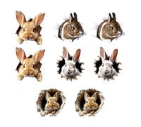 Genérico Bunny Hole Wall Decal - Paper Peel & Stick Easter Rabbit Decor | 8-Piece Removable Bunny Sticker Set for Home Party, Bedroom, Kitchen, Tile, Window, and Nursery