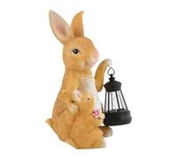 Generico Bunny Lamp | With Lantern Resin Weatherproof Easter Decor, Cute Solar Lights Outdoor Waterproof For Yard Lawn Patio Porch Pathway Walkway Landscape Women Mom Birthday