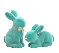 Genérico Bunny Statue,2 Pieces Flocked Easter Animal Statue - Resin Bunny Sculpture - for Easter Home Tabletop Shelf Spring Display Party Centerpiece Tiered Tray