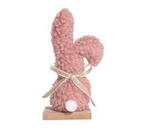 Genérico Bunny Statue - Adorable Springtime Keepsake for Easter Decor | Wood Plush Material with 15.5cm Size, Cute Sculpture for Bookshelf Dining Table Windowsill Bedside Party Wedding