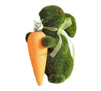 Generico Bunny Statue - Foam, Green Easter Moss Statue, Velvety Finish Material | Standing Green Easter Bunny Holds Carrot for Tabletop Centerpiece Farmhouse Home Patio Garden Outdoor Decor