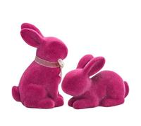 Generico Bunny Toys - 2 Pieces Flocked Easter Animal Statue | Resin Rabbit Sculpture for Easter Home Shelf Spring Display Party Tiered Tray Fireplace Mantel