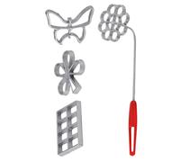 Genérico Bunuelos Mold, 4-Piece Rosette Cookie Tools with Handle, Detachable Baking Molds for Fried Dumplings, Shrimp Cakes, Waffles and Pastry, Kitchen Gadgets