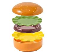 Genérico Burger Plate Set - Stackable Ceramic Dinnerware | Cute Appetizer Snack Plates Prevent Easy Cleaning Space Saving for Party Hosts Home Cooks Family Dinner Picnic Barbecue Gathering