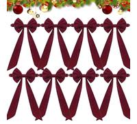 Genérico Burgundy Christmas Chair Bows, Burgundy Chair Sashes Christmas Red Chair Bows, Chair Cover Back Tie Supplies for Banquet, Kitchen, Hotel Home Wedding Event Party Decorations (8PCS)