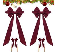 Genérico Burgundy Christmas Chair Bows, Burgundy Chair Sashes Christmas Red Chair Bows, Chair Cover Back Tie Supplies for Banquet, Kitchen, Hotel Home Wedding Event Party Decorations (2PCS)