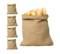 Genérico Burlap Sacks for Potato - Jute Potato Storage Bags | 5 Pieces Reusable Breathable Bags | 40x60cm, for Vegetables Grains Sand, Kitchen Pantry Gardening