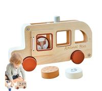 Genérico Bus Toys, Wooden Model Toy Car with Interactive Educational Features, 8.86x5.39x1.97 Inches Compact Design Portable Creative Learning Game for School Playtime and Home Entertainment