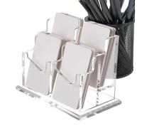 Genérico Business Card Organizer, Desktop Acrylic Display Holder, 4.41 Inches Multi-Compartment Stand, Name Card Rack for Offices Reception Home Use, Personal, Company, Transparent