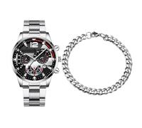Genérico Business Watches Men, Classic Calendar Wristwatch, 0,39 x 1,59 in Stylish and Timeless, Auténtica Construcción, Elegante pulsera de diseño para formal, ocasiones ocasionales, plateado, Se
