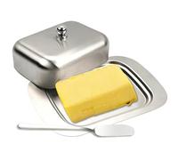 Genérico Butter Holder Dish, Stainless Steel Container, Covered Butter Keeper, Sturdy Rust Resistant Material Sl esign, Easy Clean Secure Lid, for Home Kitchen Countertop Pantry Table Use
